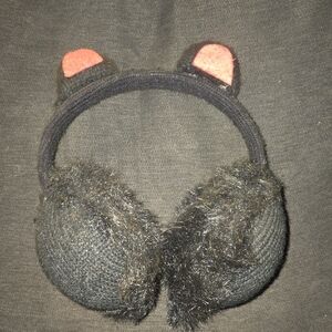 Black Furry Cat Ear Earmuffs